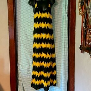 Black and yellow maxi dress